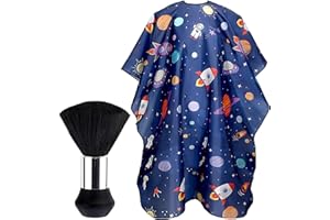 JANYUN Cartoon Weltall Friseurumhang Professioneller Haarschneideumhang Verstellbarer Friseur Umhang und Nackenstaubbürste für Kinder und Erwachsene Friseursalon Zubehör
