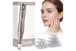 QUELLE Dermapen Profesional Kit Completo - Eléctrico Microneedling Pen con Pantalla LED, 6 Niveles de Velocidad y 16 Cartuchos de Repuesto para Dermapen Facial y Cuidado de la Piel