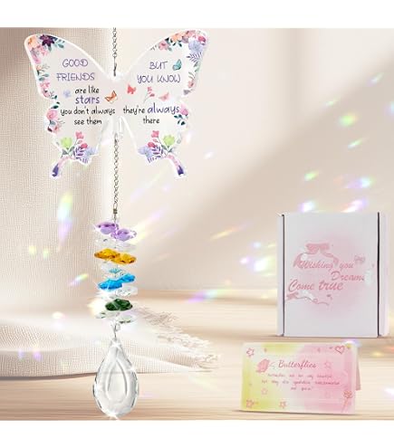 Kristall Sonnenscheinfänger – Schmetterling Anhänger | Geschenk Für Schwester, Beste Freundin, Geburtstag