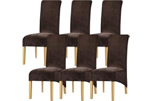 Leorate XL Chair Covers Stretch Velvet Chair Slipcover High Back Chair Protector for Dining Room Wedding Party Restaurant Dark Coffee Pack of 6