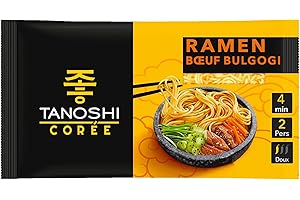TANOSHI - Ramen Précuites Saveur Bœuf Bulgogi - Nouilles Corréennes Instantanées - Pour 2 Personnes - 366 g