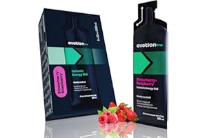 EVOTION PRO HEALTHLINE NUTRITION EVOTION PRO Gel Energetique - Isotonique, Lot de 5 á 60ml, D'hydratation adéquat, Activer votre Esprit et vos Muscles, Gel à Base de Maltodextrine, Vegane, Fraise et Framboise