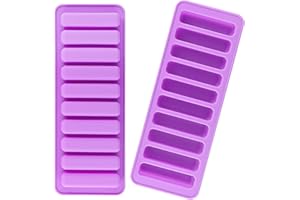 HXMJIED 2 stampi in silicone per cioccolatini e biscotti, 10 cavità lunghe strisce, perfetti per pane, torte, barrette di cioccolato, muesli, biscotti, barrette energetiche