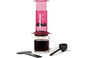 AeroPress Clear Rosa – Caffettiera 3-in-1 che combina French Press, espresso, caffè corposo senza fondi né amarezza, compatta e portatile per viaggi e campeggio, rosa