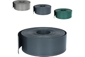 JOIEYOU Rasenkante Kunststoff Beeteinfassung Mähkante Rolle aus Plastik Flexible Wurzelsperre Biegbar in jede Form 20m Beetumrandung 12cm Höhe Lawn Edging für Garten Hof (Anthrazit)