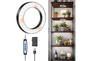 Wiaxulay 6.3” Grow Light, 84 LED Full Spectrum Halo Plant Grow Light, 5V/3A Under Cabinet Growing Lamp with 6/12/16 Hrs, 3 Lighting Mode, 5 Dimmable Levels, Ideal for Indoor Plants