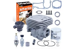 Mtanlo 50mm Cilindro Pistón Bujía Para Husqvarna 365 X-Torq 372XP X-Torq Sello de aceite, Cilindro, Pistón, Circlip, colector de admisión