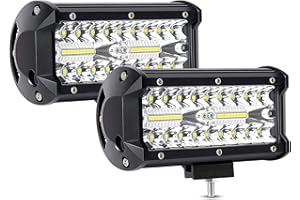 AUXTINGS 2 Piezas 17.8 cm 7 Pulgadas 120W Triple Fila 8D Barra LED Rampa Flood Combo DC Beam 12V-24V 6000K Para Vehículos Offroad 4x4 ATV UTVS