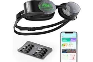 Holoswim Lunettes de Natation Intelligentes 2 Pro, Lunettes de Natation AR, Affichage Numérique HD en Temps Réel, Analyse des Données par IA, Antibuée, Compatible avec Apple Watch et Garmin Watch