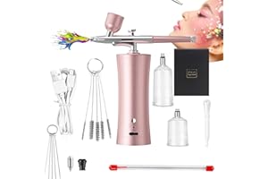 RoseFlower Kit de aerógrafo, Juego de Pistola de Pulverización con Compresor, Juego de Aerógrafo de Mano Recargable para Maquillaje, Pintura, Manicuras, Tatuajes, Decoración de Pasteles -Rosa