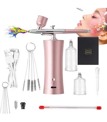 Aérographe Ongle Airbrush 5 En 1 Kit Aérographe Portable GAOUTO Avec Compresseur - Double Action Sans Fil Pour Peinture Et Maquillage Kit Nail Art Compresseur Peinture Pistolet