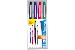 Paper Mate Flair Stylos-feutres de Coloriage | pointe moyenne (0,7 mm) | bleu, rouge, vert et noir | Lot de 4