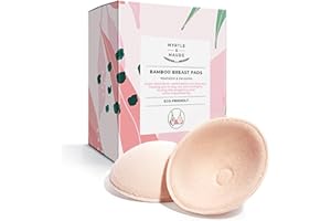 Myrtle & Maude - Bamboo & Cotton Breast Pads - Perfect for Breastfeeding - Pack of 6 - Washable & Reusable - Antibacterial - Super Absorbent - High Density (One Size)