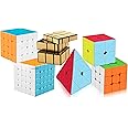 AUTHFORT Speed Cube Set, 2x2 3x3 4x4 5x5 Stickerless & Mirror Gold Speed Cube Bundle- Bright Magic Cube Pack of 6