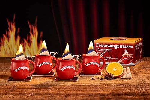Feuerzangentassen 4er-Set, rot