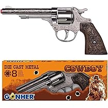 Figurine En Composition Durso Cowboy Tirant Avec 2 Revolvers Chialu
