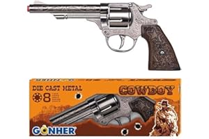 Gonher Diecast Metal 8 Ring Shot Cowboy Gun Boxed