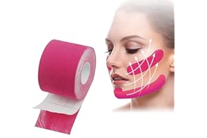 SEGMINISMART Face Lift Tape, Parches Antiarrugas Faciales, Parches Faciales Antiarrugas, Parches Antiarrugas, Cinta de Levantamiento Facial, Wrinkle Patches, Face Tape Lift Adhesivo Facial, 2.5cm*5m, Rosa