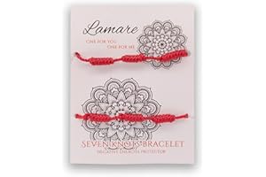 LAMARE - Le bracelet authentique des 7 nœuds - Bracelet Kabbalah - Bracelet tibétain Fil Rouge, Amitié, Chance - Bouclier mauvais œil - Cadeau Couples.