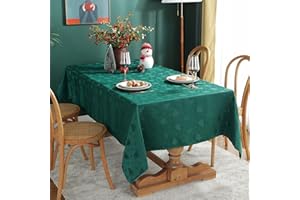 SASTYBALE Christmas Tablecloth Rectangle, Jacquard Table Cloth Spillproof and Wrinkle Resistant with Christmas Tree Patterns for Dining Room & Holiday Decoration (Green, Oblong, 132 x 178 cm (4-6 Seats))