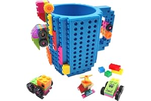 HUISHENG Build-on Brick Mug, Tazza caffè, Idee Regalo Natale Pasqua Festa del papà Halloween Compleanno, Regali Originale per Uomo Lui Donna Maestra Ragazza Ragazzi Amica Bambini, Compatibile con Lego