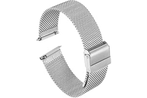 QUARKZMAN Uhrenarmband Mesh Edelstahl mm Ersatz Metall Armband Edelstahlarmband mit Schnellverschluss Uhrenarmbänder Ersatzband Verstellbarer Gütelschnalle für Damen Herren,
