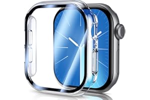 UM UNIQUEME per Apple Watch S10 42 mm Custodia protettiva - PC duro ultra sottile Custodia protettiva in vetro Protezione dello schermo a tutto tondo per iWatch S10 42 mm Custodia, Trasparente-2 pezzi