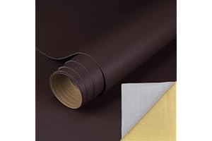 Fasood Kunstleder Selbstklebend |43x300cm | Kunstleder Reparaturset für Couch Autositz/Sofa Möbel/Leder Reparatur Handtasche Leder-Schuhflicken Schwarz (dunkelbraun)