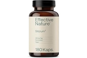 ‎EFFECTIVE NATURE effective nature - Silizium Kapseln Hochdosiert - 180 Stk. aus Bambusextrakt - 500 mg Bambus Silizium pro Tag - mit Zink zur Unterstützung normaler Knochen, Haare, Nägel & Haut - Vegan
