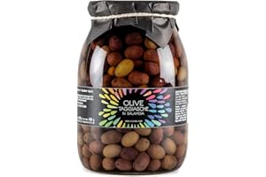 Olive taggiasche in salamoia Cuvea vaso peso netto 1 kg (sgocc. 600 g) - Solo Olive taggiasche della Liguria, acqua e sale - Ricetta semplice: senza conservanti né coloranti né correttori di acidità