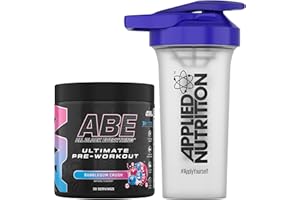 Applied Nutrition Bundle ABE Pre Workout 375g + 700ml Protein Shaker | All Black Everything Pre Workout Powder, Energy & Physical Performance with Creatine, Beta Alanine (Bubblegum Crush)