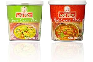 Mae Ploy Green Curry & Red Curry Paste Value Pack - 400g each (Pack of 2)