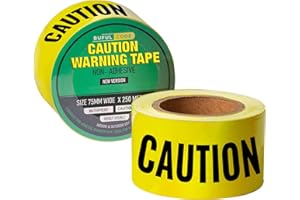 BufulCode Non-Adhesive Caution Tape – 250m (820ft) x 75mm (2.95in) | Yellow Hazard Tape for Crime Scenes, Danger Zones, and No Entry Areas | Both Sides Printed, Durable Plastic Barrier Fencing