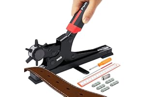 XOOL Perforadora de Cuero con Base Estable – Agujeros Redondos y Ovalados, Herramienta Precisa para Cinturones, Correas, Relojes, Cuero, Tela y Manualidades