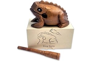 Purity Style Güiro Rana croadora de Madera en Caja de Regalo - Instrumento de percusión de Comercio Justo (16 cm de Largo)