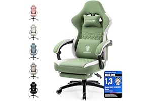 Dowinx Silla de Gaming de Tela con cojín de muelles ensacados, sillón de Masaje con reposapiés, Silla ergonómica de PC, Silla de Oficina, 150 kg,Verde