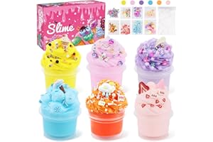 UAYNFY 6 teiliges Fluffy Slime DIY Set,superweiches Butter-DIY-Schleim-Set,Kinder-Knetspielzeug-Geschenke, Mini-Duftschleim für Kinderpartys, Geburtstage, Halloween,mitgebsel Mädchen(Ice Slime)