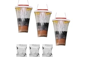 RHHGHY Pack of 3 Fly Trap Outdoor Hanging Set, Fly Catcher Live Trap Attractant Container Stable, Redtop Fly Trap Outdoor Fly Trap Horse Outdoor, for Bees, Flies Mosquitoes Insect Trap