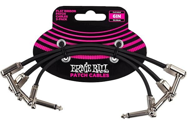 Ernie Ball Jeu de 3 câbles de raccordement plats Ribbon, 15,2 cm