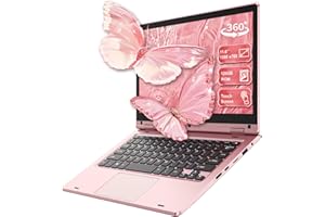 LEEDOW 11.6 Inch Laptop PC TouchScreen 360° Foldable Thin, Laptop Computer Celeron N4020 6GB RAM 128GB SSD, Portable PC Dual-Band WiFi Wireless Bluetooth Webcam USB 3.0 Mini-HDMI Keypad Lock - Pink