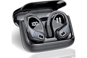 Aptkdoe Auriculares Inalámbricos Deportivos, Auriculares Bluetooth 5.3 HiFi Estéreo con HD Micró, 75H de Reproducción con Cancelacion Ruido ENC, IPX7 Impermeable Cascos Inalambricos, Running/Sport
