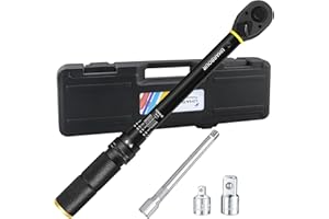 Clé dynamométrique Uharbour 3/8, Clé dynamométrique 3/8 5-60 Nm avec barre d’extension et adaptateurs, précision ±3% toutes calibrées avec numéro de série unique, convient pour vélo, moto et voiture