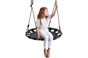 HOMCOM Altalena da Giardino con Rete Traspirante per Bambini Φ60x3.5cm Nero