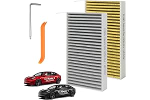 2pcs Activated Carbon Cabin Filter Compatible with Tesla Model 3 (2017-2025) & Tesla Model Y (2020-2025) - PM2.5 Cabin Air Fi
