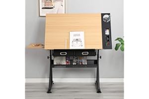 ‎SOGESHOME SogesHome Zeichentisch mit Hocker Maltisch Verstellbarer Schreibtisch neigbar Architektentisch Schreib und Zeichentischf ür Kunst Schreibtisch zum Zeichnen Design, Schreiben, Malen, Basteln