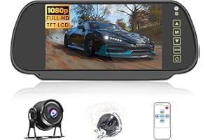 Hikity Kit de Cámara de Marcha Atrás con Pantalla LCD de 7" y Cámara Trasera AHD, Señal Estable, IP66 Impermeable, IR Visión Nocturna 4-Pin 15M Camión/Remolque/Bus/Camara de Marcha (12-24V)