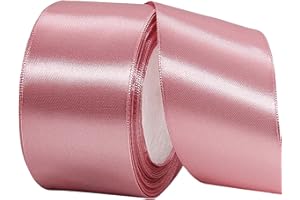 POPOYU Ruban de Satin Rose poudré 50mmx23m,Ruban Boite Gateau Ruban Rose poudré Satin pour Cadeau Emballage,Ruban Tissu pour Noel Cérémonie Mariage Artisanat Décoration,Bouquet Voitures, Anniversaire