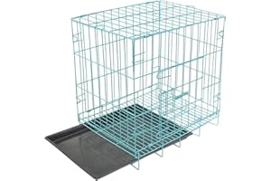 Xpnit Gabbia per cani di piccola taglia, casse pieghevoli in metallo, gabbie per cani, per interni ed esterni, per cani di piccola taglia (50 x 36 x 42 cm, blu)