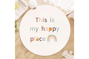 ‎AIMECO AIMECO Kinderteppich Rund 120CM - Weicher Kuscheliger Teppich für Kinderzimmer Mädchen Schlafzimmer, Motiv Alphabet Regenbogen, Dünn & Pflegeleicht