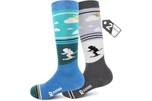 RIOROO 2 pares de calcetines de esquí para niños, lana engrosada para niños y niñas